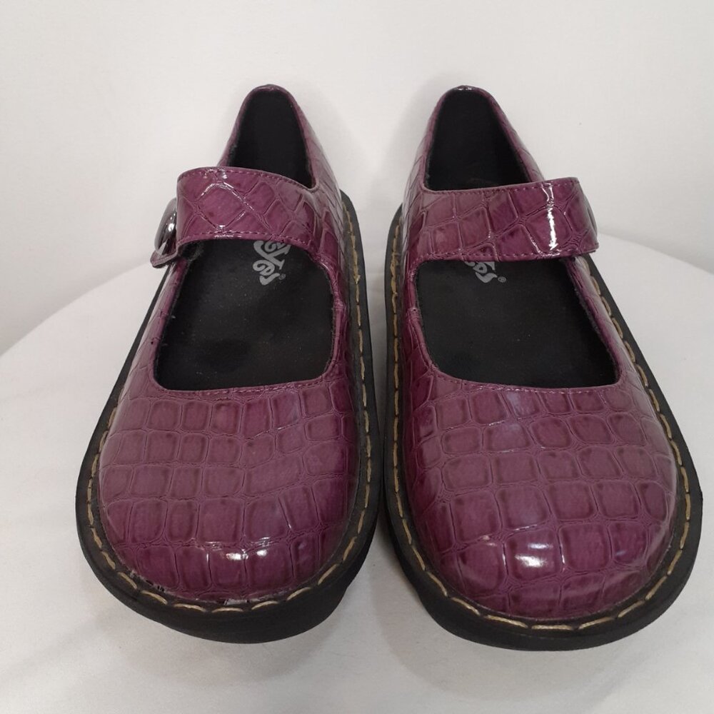 NWOB xeyes Girls Dress Shoes Mary Janes Faux Patent Leather SZ 2 Purple & Black - Picture 2 of 12